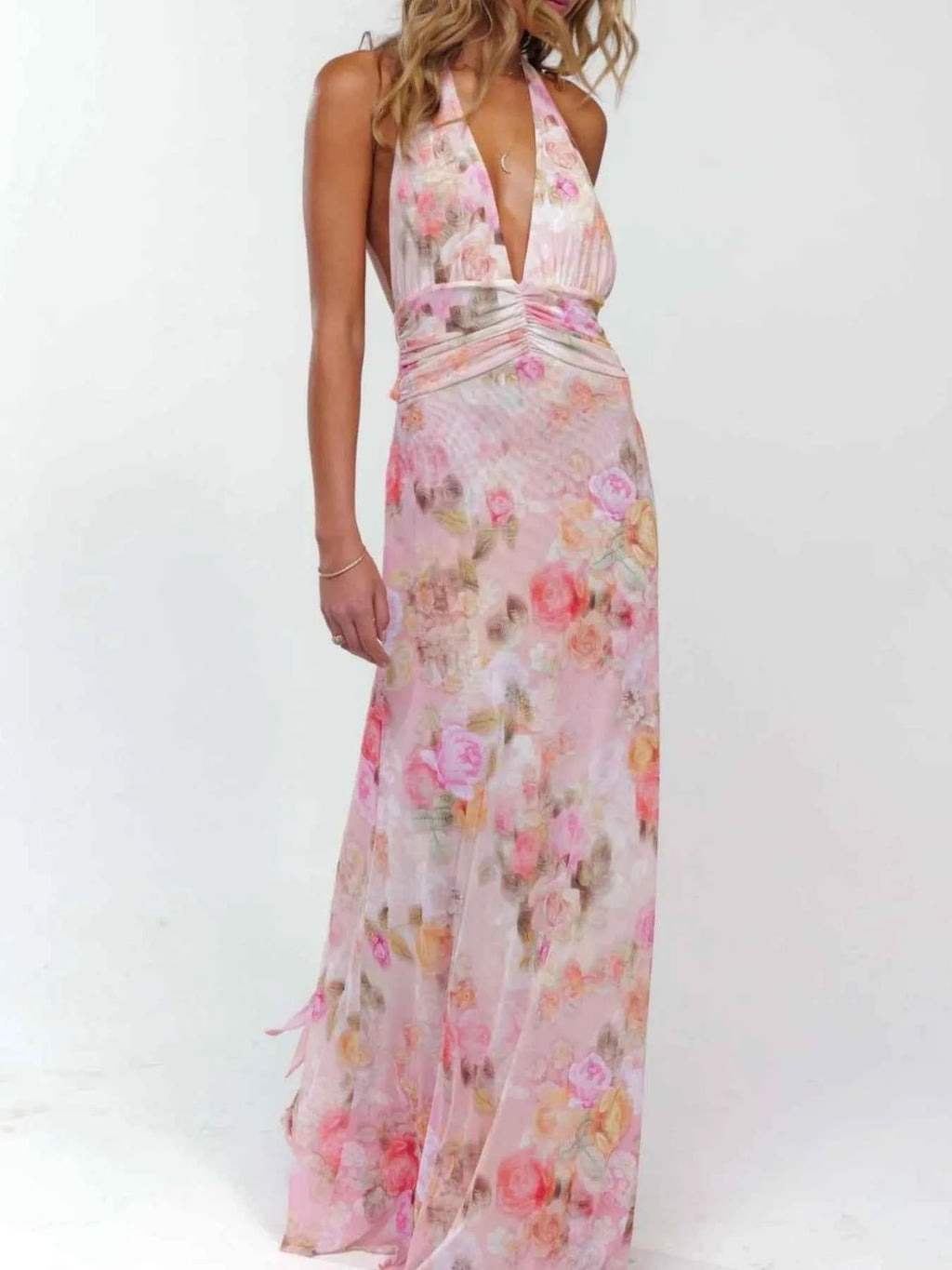 Floral Halter Neck Deep V Maxi Dress 4072c4af-c65c-41b2-9bf4-470577c55f29-Max-Origin