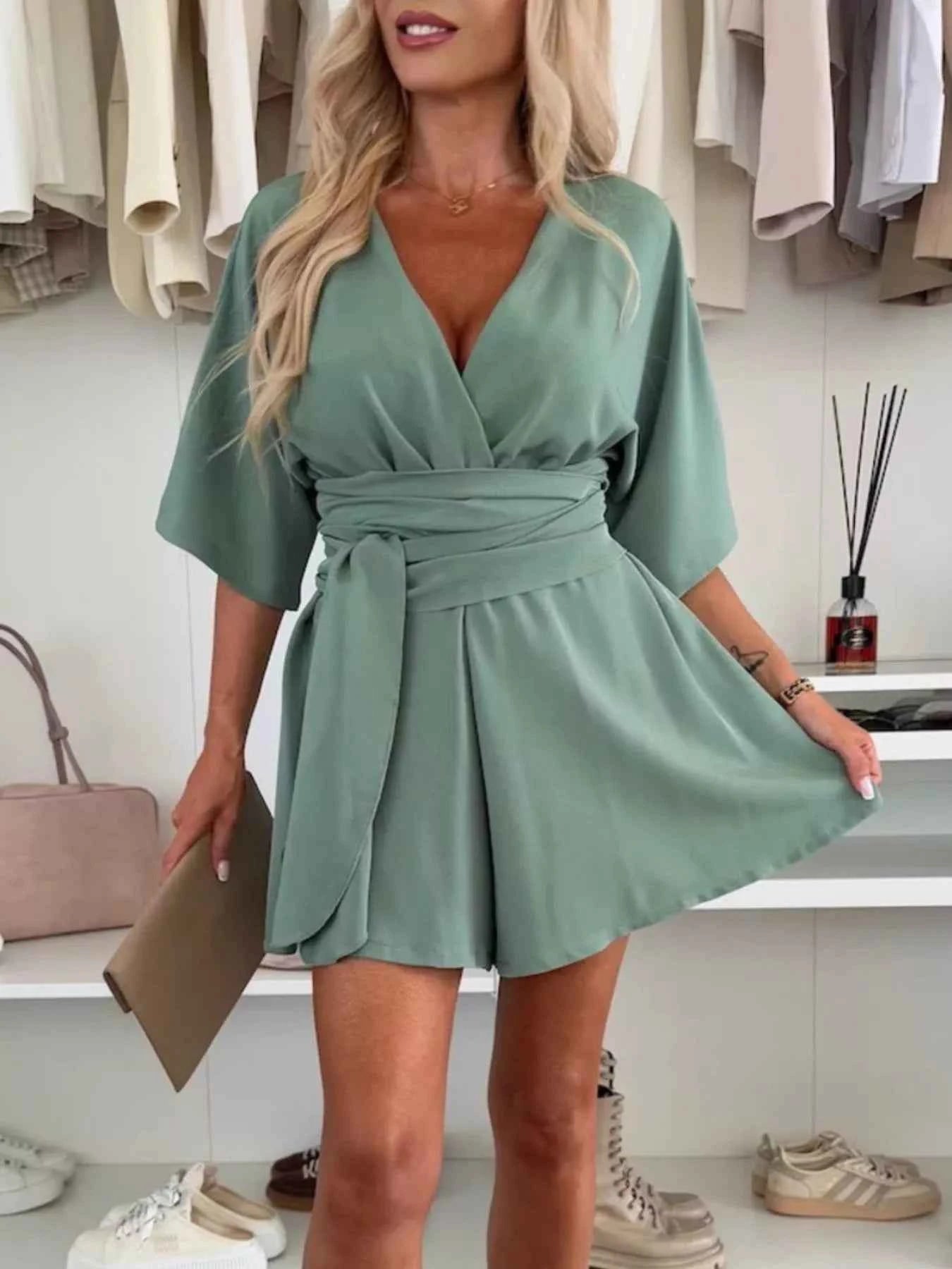 Full Size Surplice Tie Waist Romper Plus Size 4092d932-9e04-4e81-89d9-2dca9d3bf2a2-Max-Origin