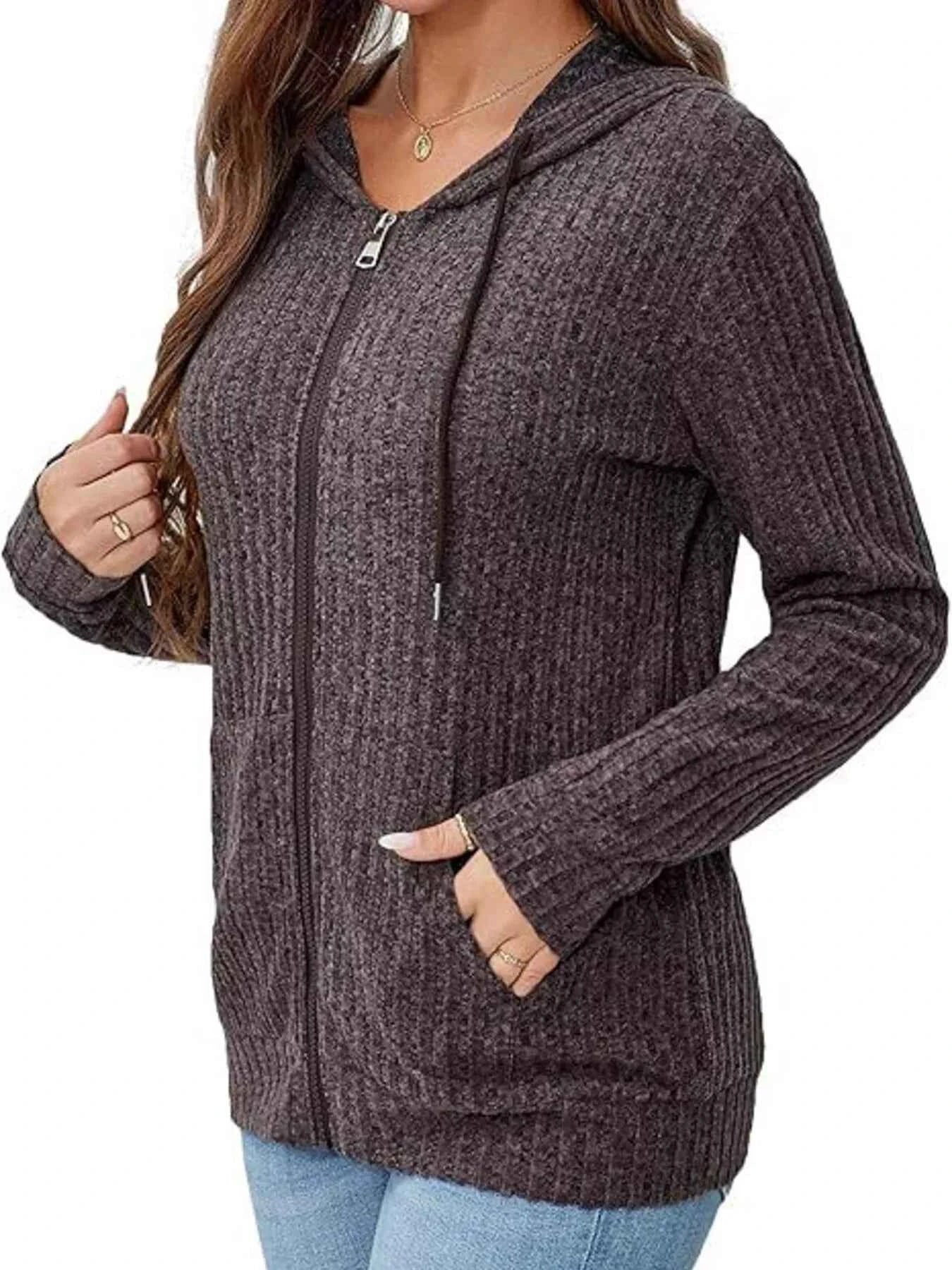 Ribbed Zip Up Hooded Outerwear 40a605ad6e53405692bd2a848a2164ad-Max-Origin