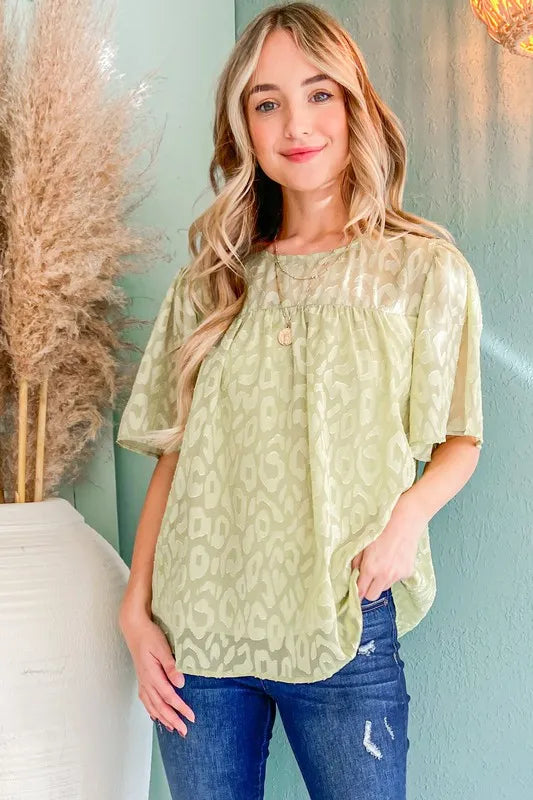 And The Why Woven Leopard Pattern Baby Doll Blouse LT.GREEN 40e03c168d1143d1af37ad96e21bb6c9-Max-Origin