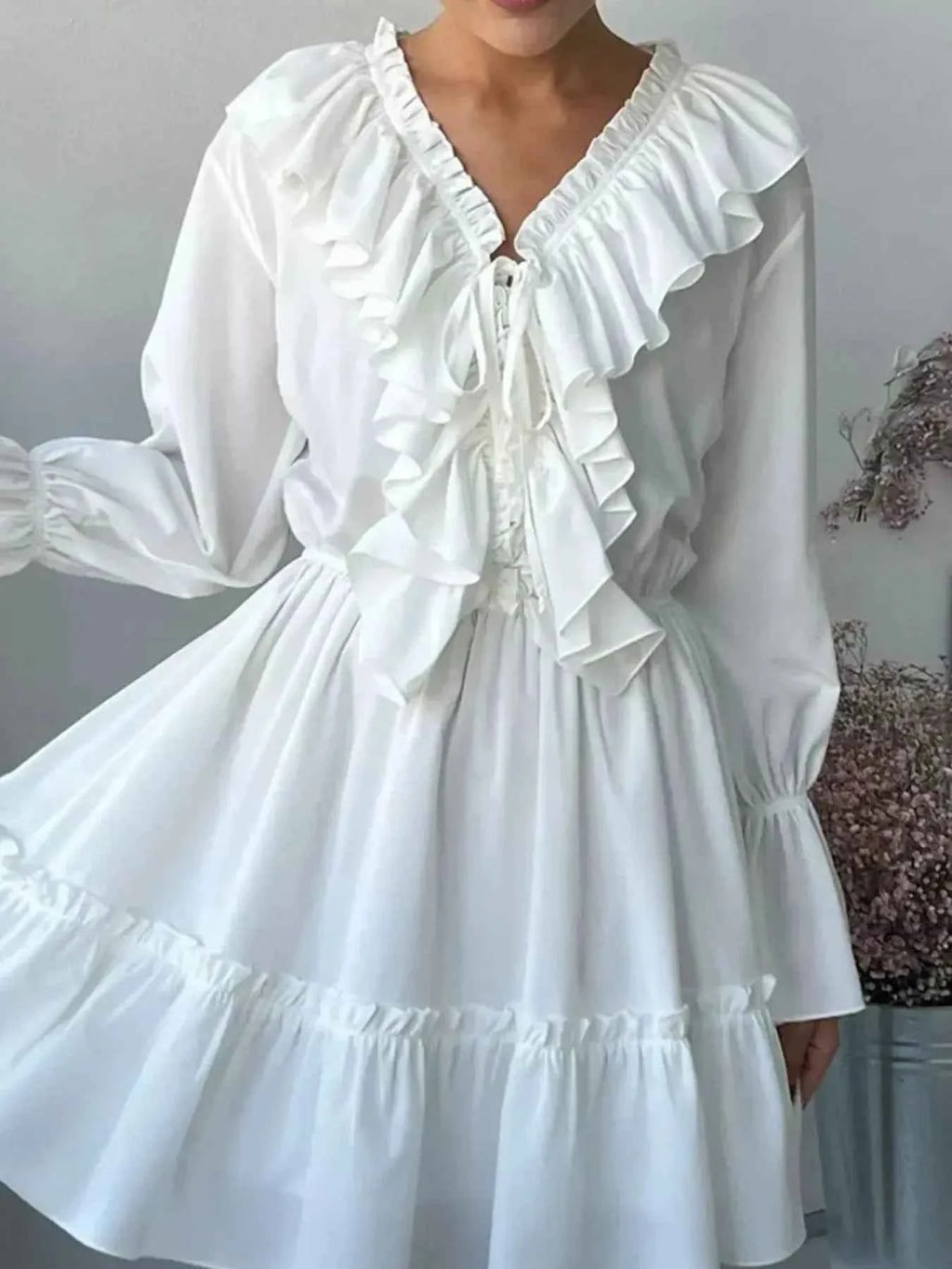 Ruffle Flounce Sleeve Mini Dress 41149592-7712-4eaa-9302-1475800ca71c-Max-Origin