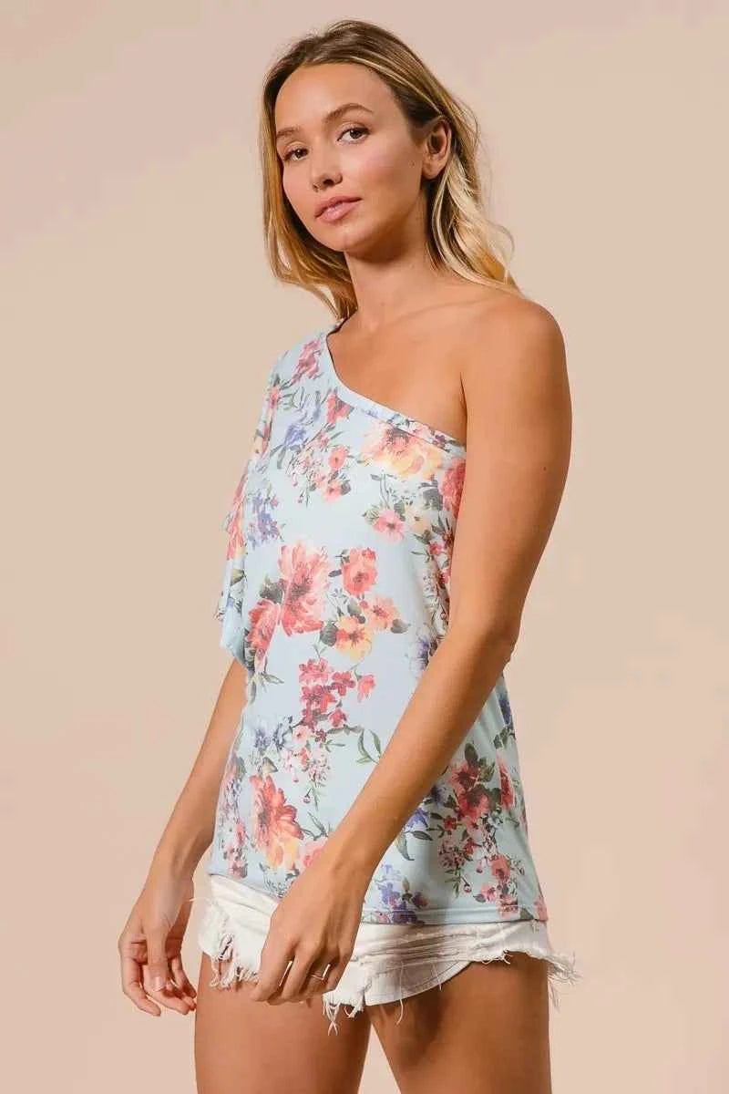 BiBi Floral Printed Jersey Knit Ruffle Sleeve Top 4158ab4fd4c4489ea7770babe54715f1-Max-Origin
