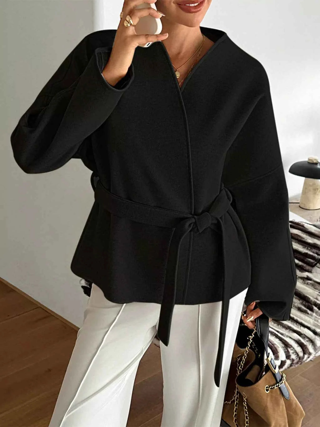 Surplice Dropped Shoulder Tie Belt Outerwear 415da8709a444996aeb2933787ec2ba0-Max-Origin