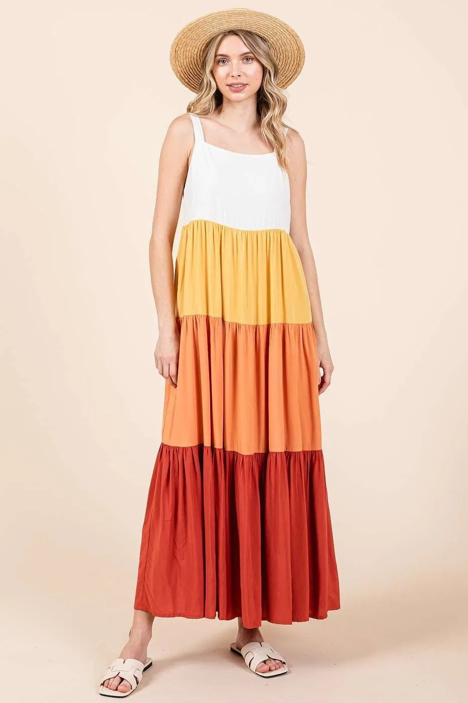 Mittoshop Color Block Tiered Pull-On Maxi Dress APRICOT MULTI 416d98fc130b41258f6fd288ba903258-Max-Origin