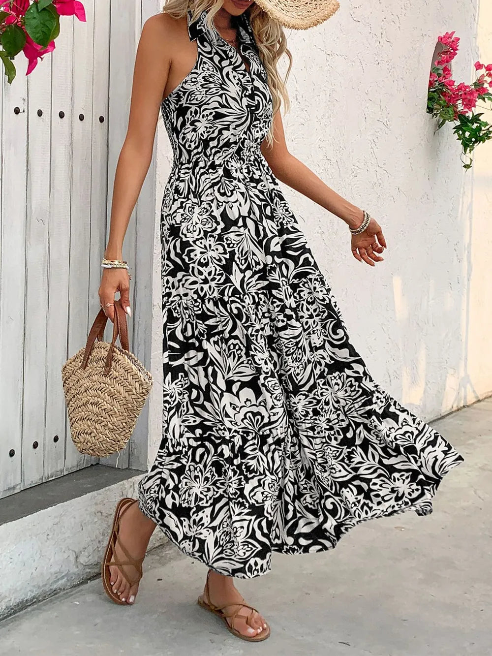 Perfee Backless Smocked Printed Sleeveless Midi Dress 41b57f9c-5478-48a3-a062-543dc55550b0-Max