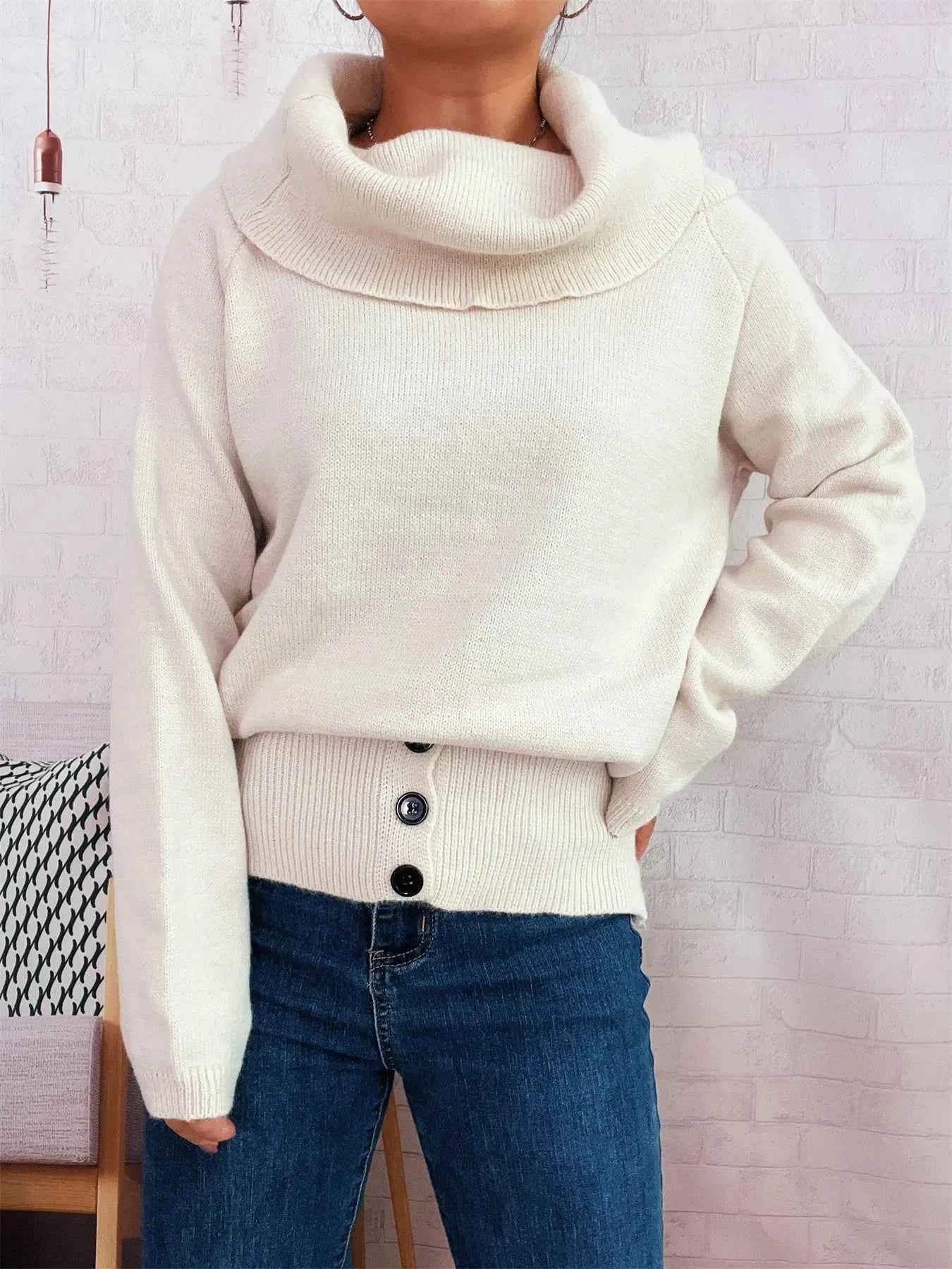 Striped Turtleneck Long Sleeve Sweater 41f85abffd6d41728f6f239a2aa49480-Max-Origin