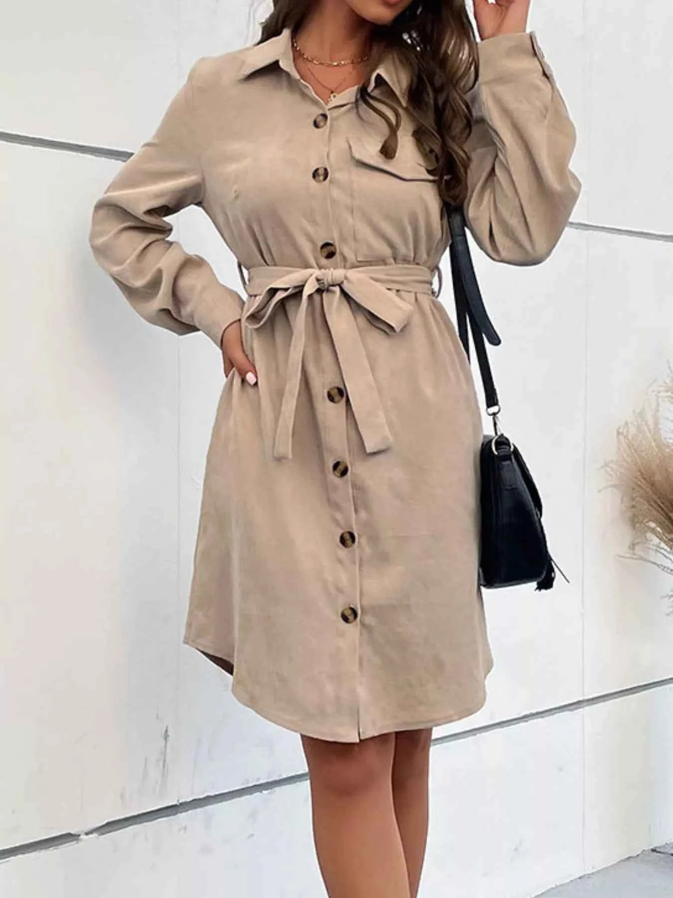 Button-Front Tie Waist Shirt Dress 42018673-722d-4b7e-8df5-6e2acac6b6c0-Max-Origin