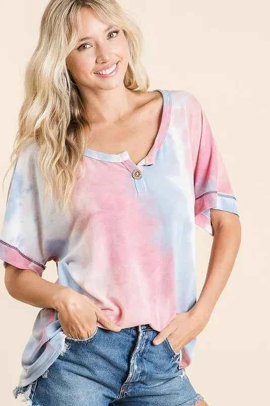 BiBi Tie Dye French Terry Top With Buttoned Placket 4208dbee310e46f38a7a91cefd21ce24-Max-Origin