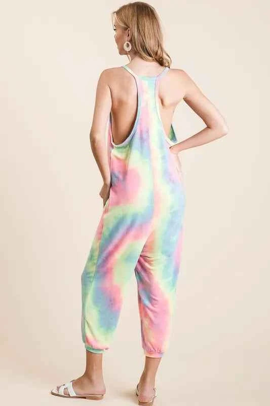 BiBi Tie Dye French Terry Mid-Length Casual Jumpsuit 423b7cec4a6a4c2dacf19679dac9a35c-Max-Origin