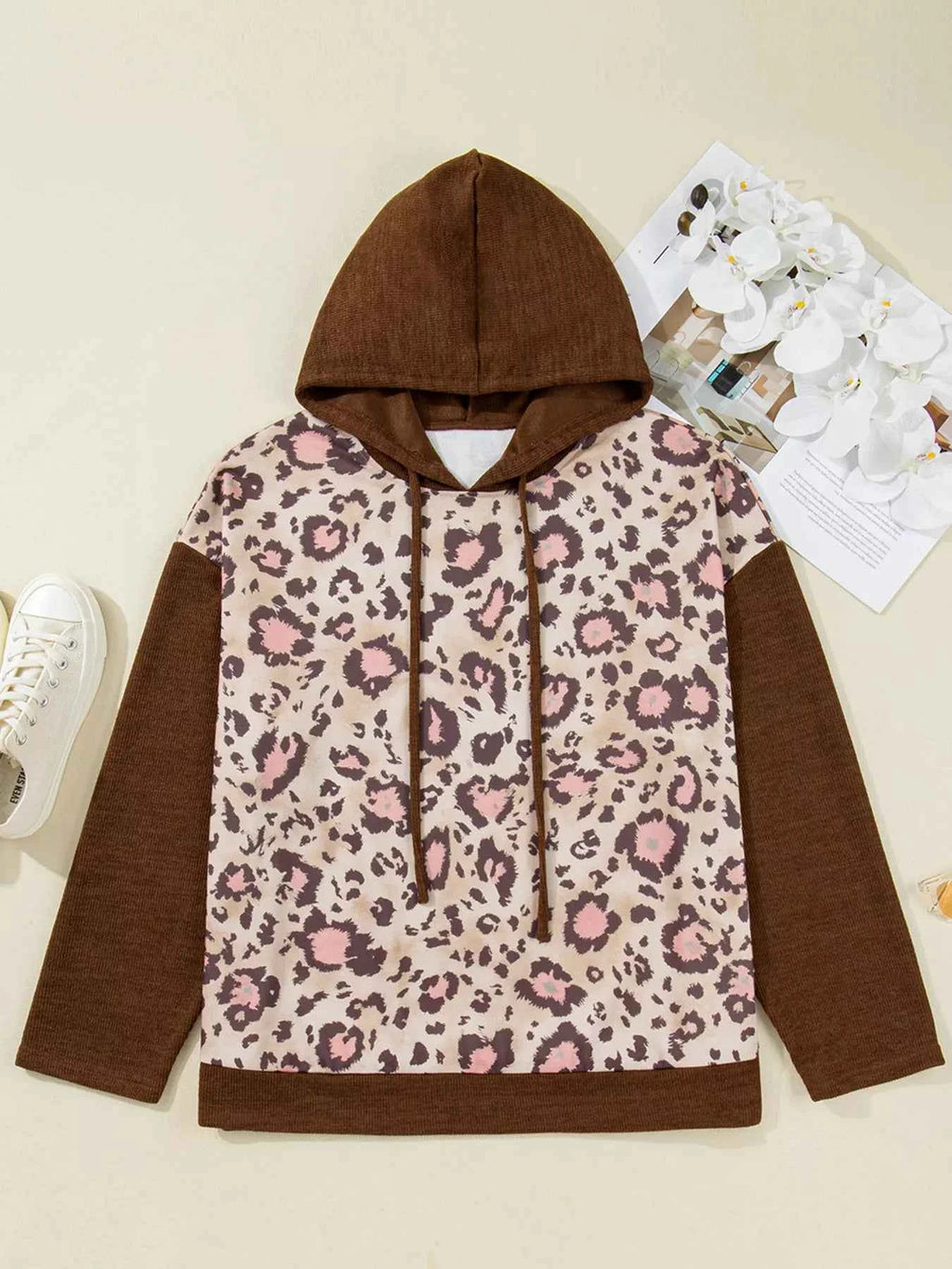 Plus Size Leopard Long Sleeve Drawstring Hoodie 4244acdb49d946a891b2f1738b983dc3-Max-Origin