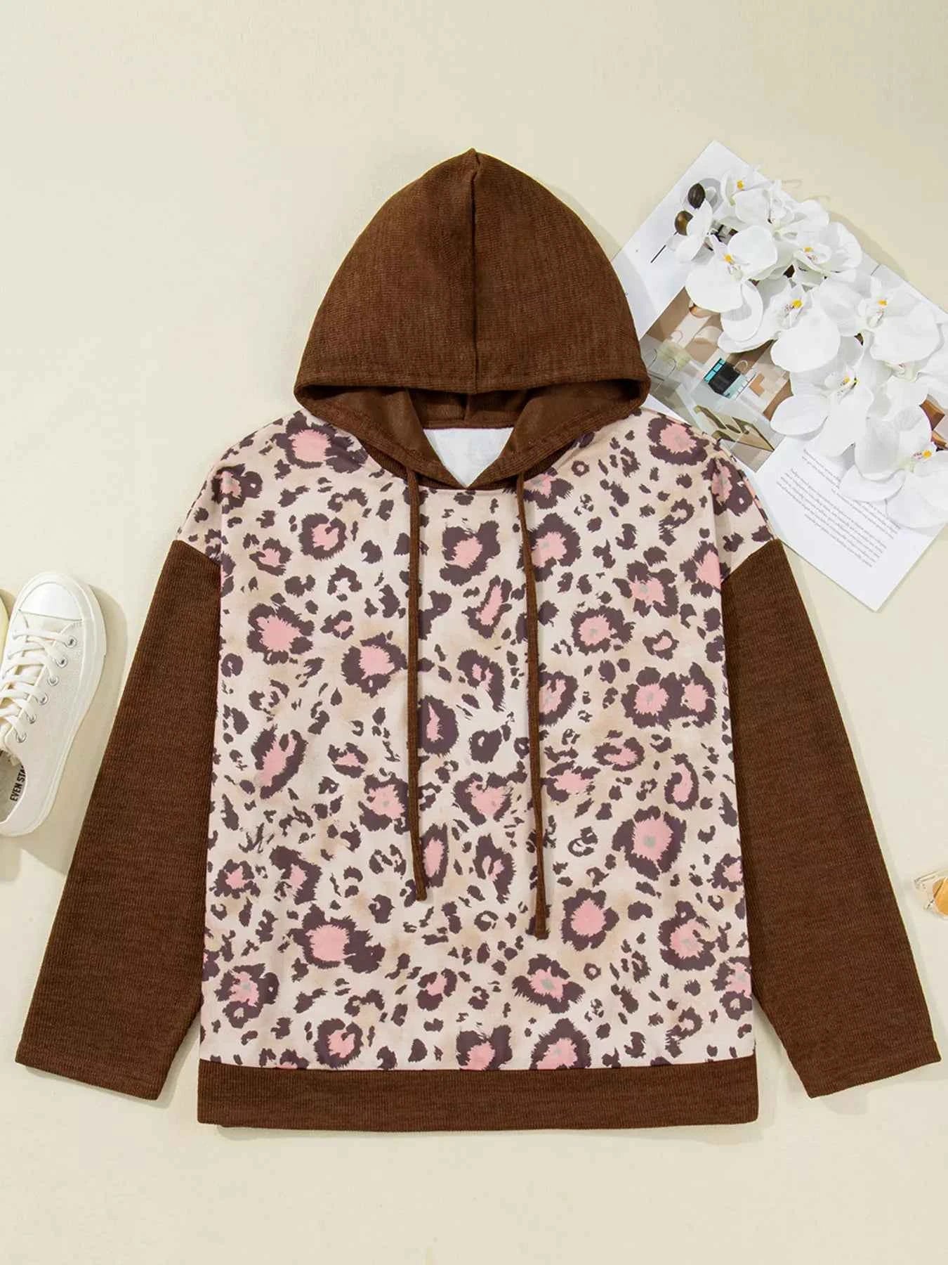 Plus Size Leopard Long Sleeve Drawstring Hoodie 4244acdb49d946a891b2f1738b983dc3-Max-Origin