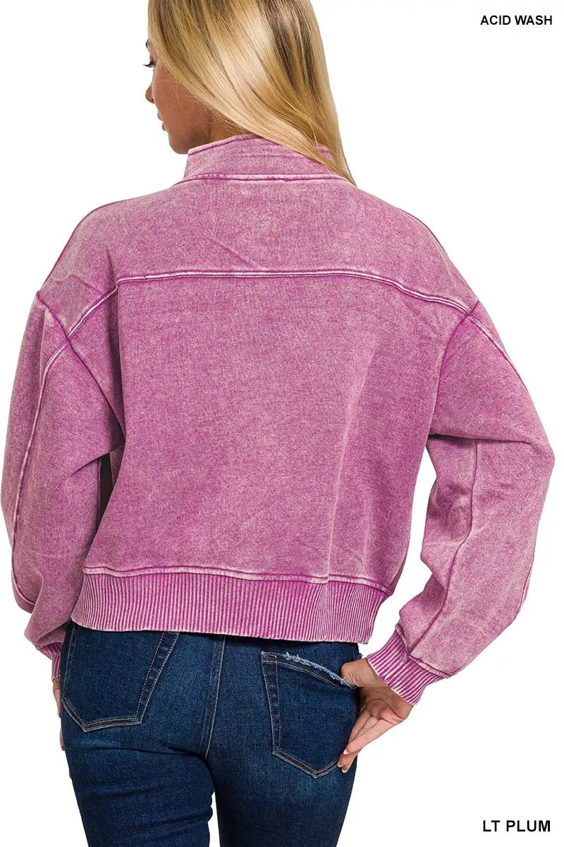 Zenana Acid Wash Fleece Half Zip Sweatshirt 42457ed9-efce-4942-ba46-d8dc91a83274-Max-Origin