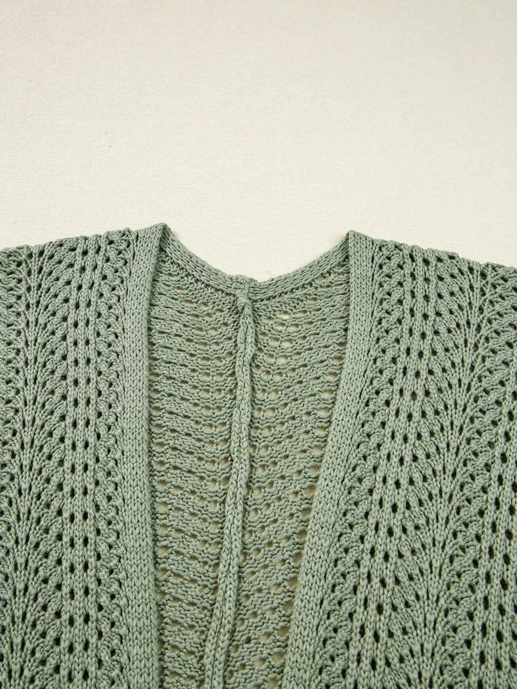 Scalloped Edge Eyelet Knit Batwing Sleeve Cardigan 429a693d332f4d389af2b54c55c2f3ea-Max-Origin