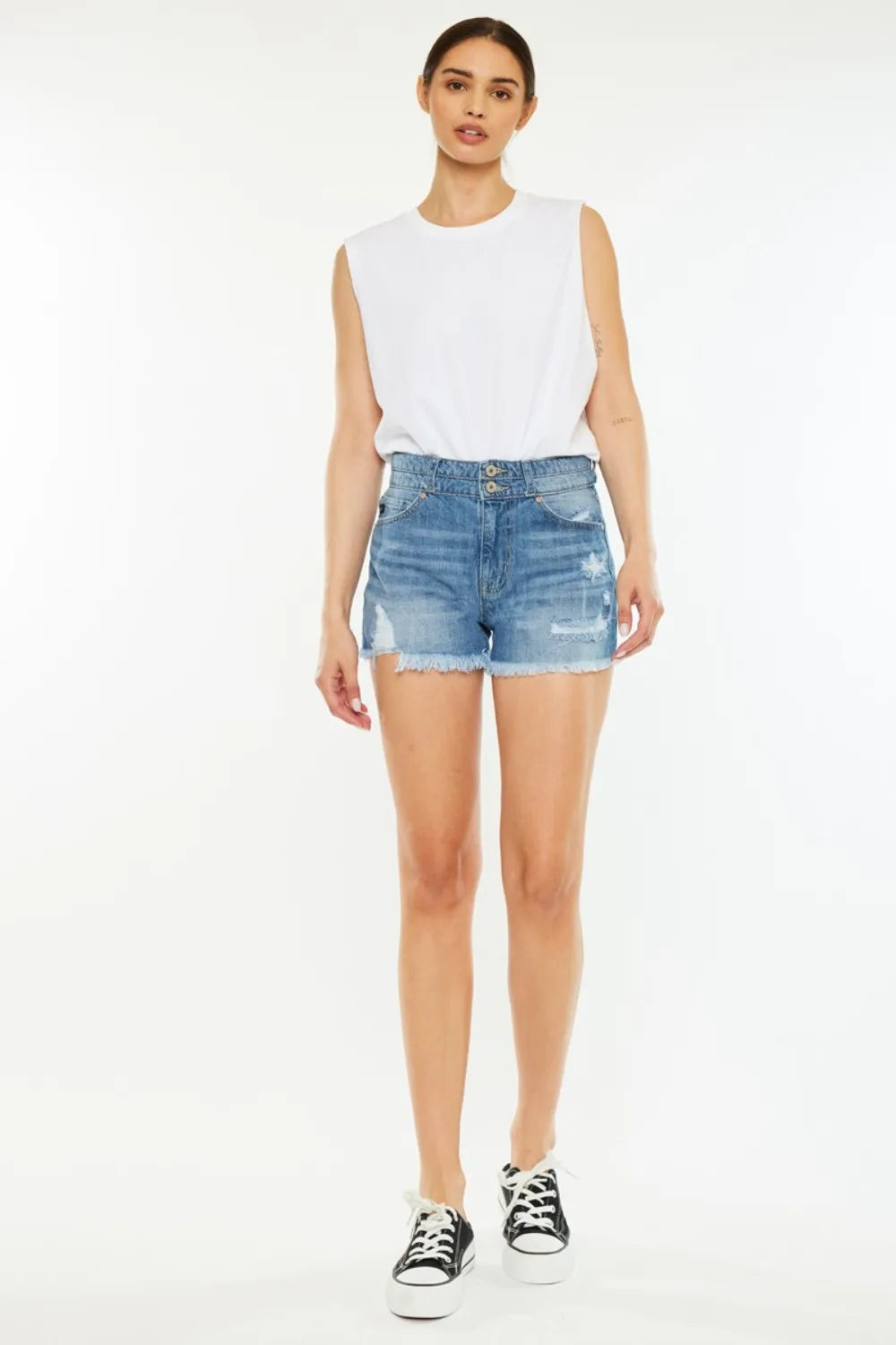 Kancan Full Size High Rise Raw Hem Denim Shorts 42a5deb9-d6f4-40ec-8d99-761d69099f0f-Max