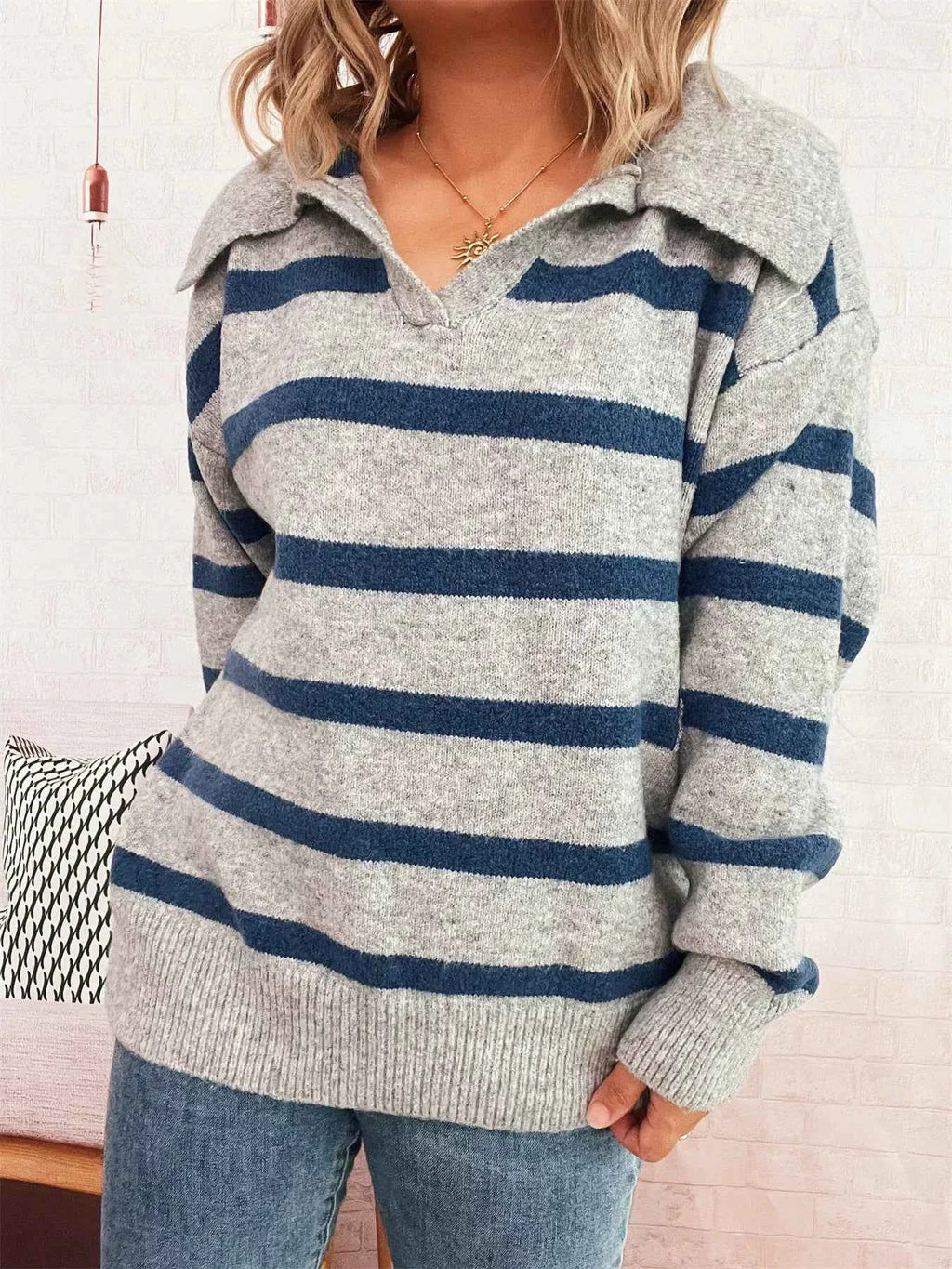 Striped Dropped Shoulder Sweater 42b25b1612054992881b3acf8e5ac300-Max-Origin