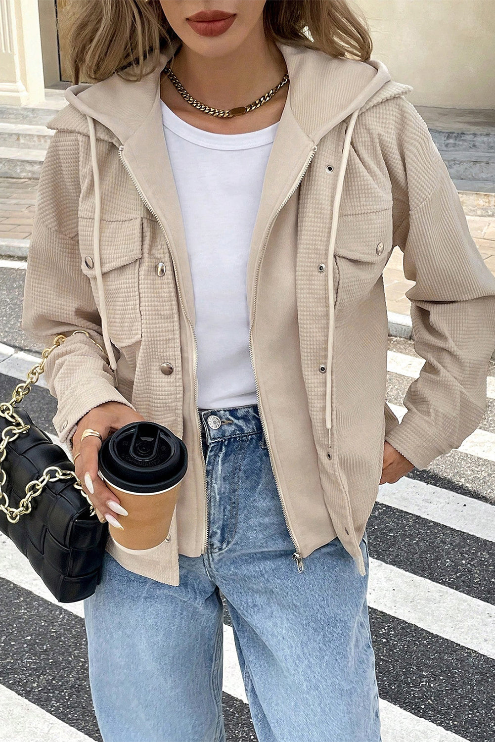 Laurel Green Solid Color Textured Patchwork Flap Pocket Shacket 432873db45778dcf