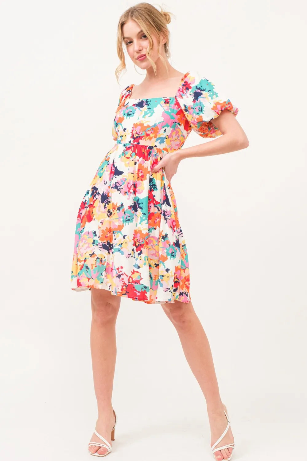 And The Why Square Neck Puff Sleeve Floral Dress 43428f2e-983b-42bf-8086-b21a7efcde0c-Max