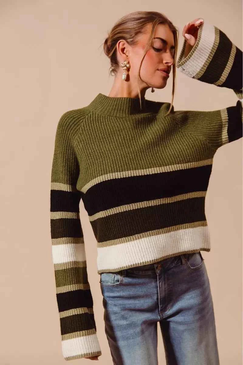 SO ME Multi Color Striped Mock Neck Sweater 43635ec8950f46efa16363ddf8059044-Max-Origin