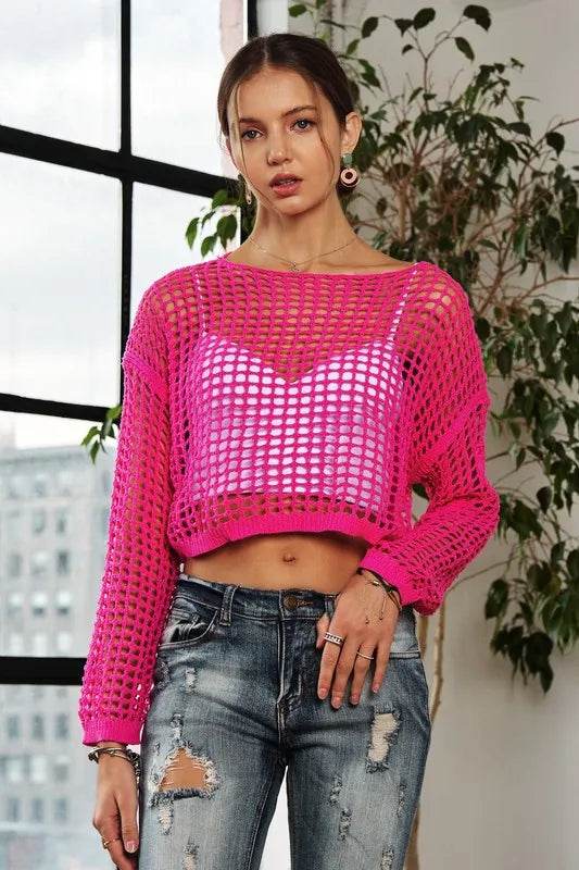 ADORA Drop Shoulder Crochet Crop Top PINK 436b3020-6989-4e86-af29-26eaed23b42f-Max-Origin