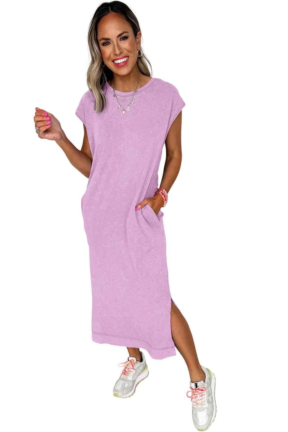 Wisteria Mineral Wash Pocketed T-shirt Dress 4372aee0e0724527