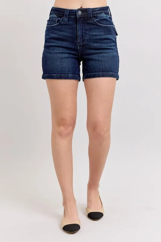 Judy Blue Full Size High Waist Back Flap Pocket Denim Shorts Plus Size 4375ed0c92544d18925f717f48589121-Max-Origin