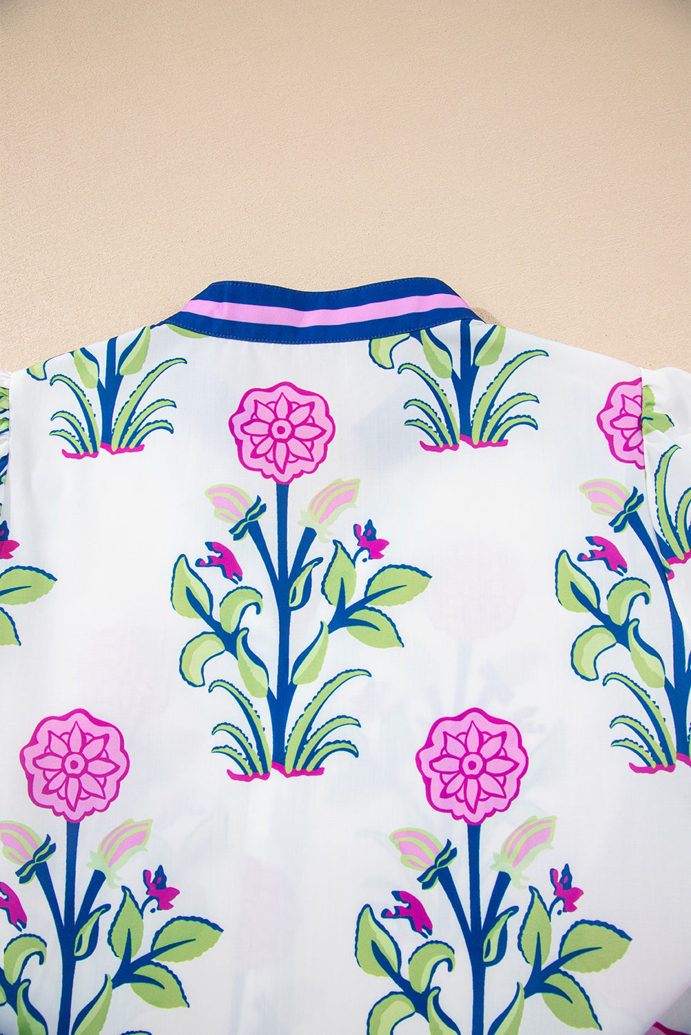 Sky Blue Floral Print Pop of Color V Neck Mini Dress 439cef4f0fed356a