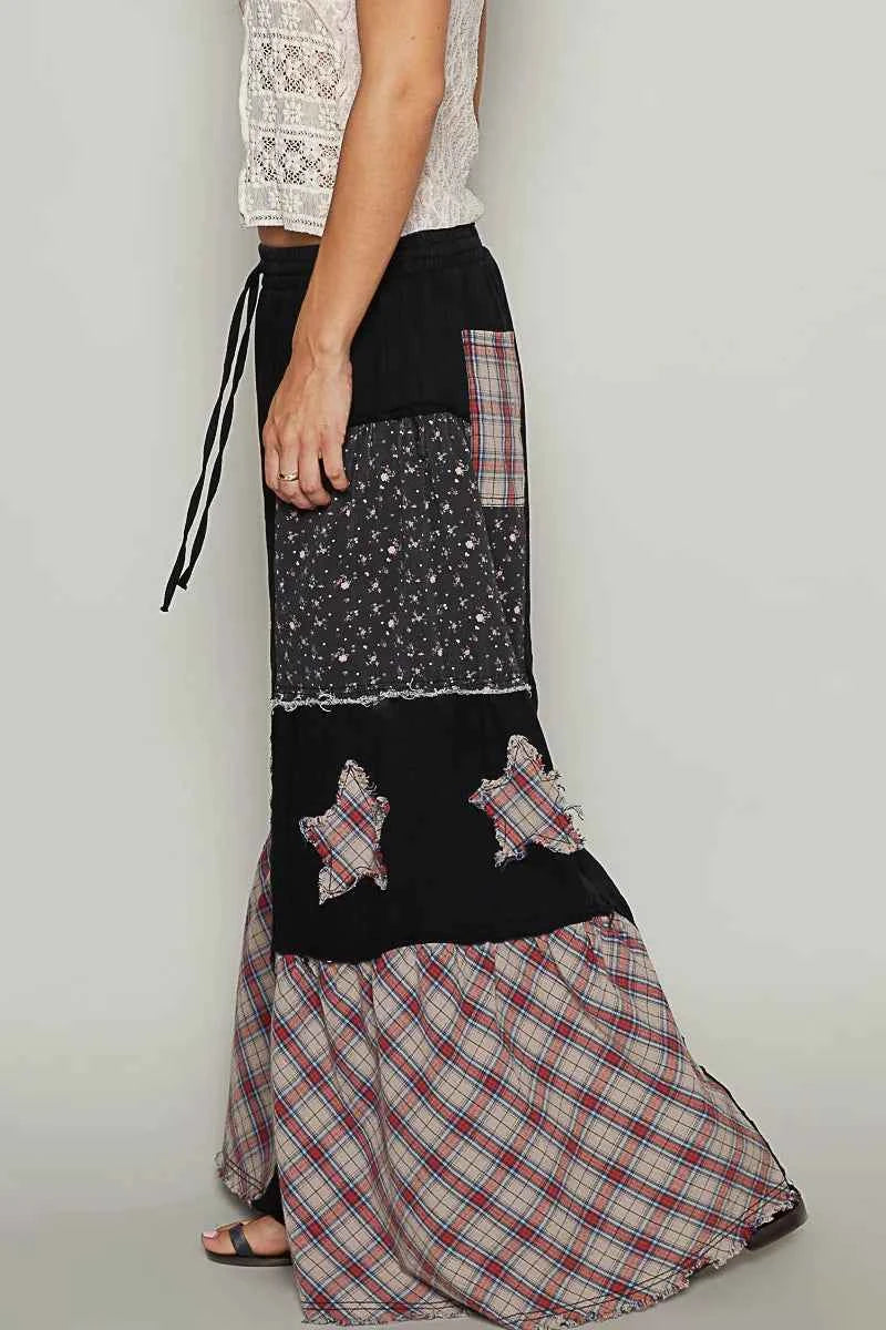 POL Drawstring Star Patch Contrast Wide Leg Pants 43b91847-f2a3-495c-b555-4d782e846415-Max-Origin