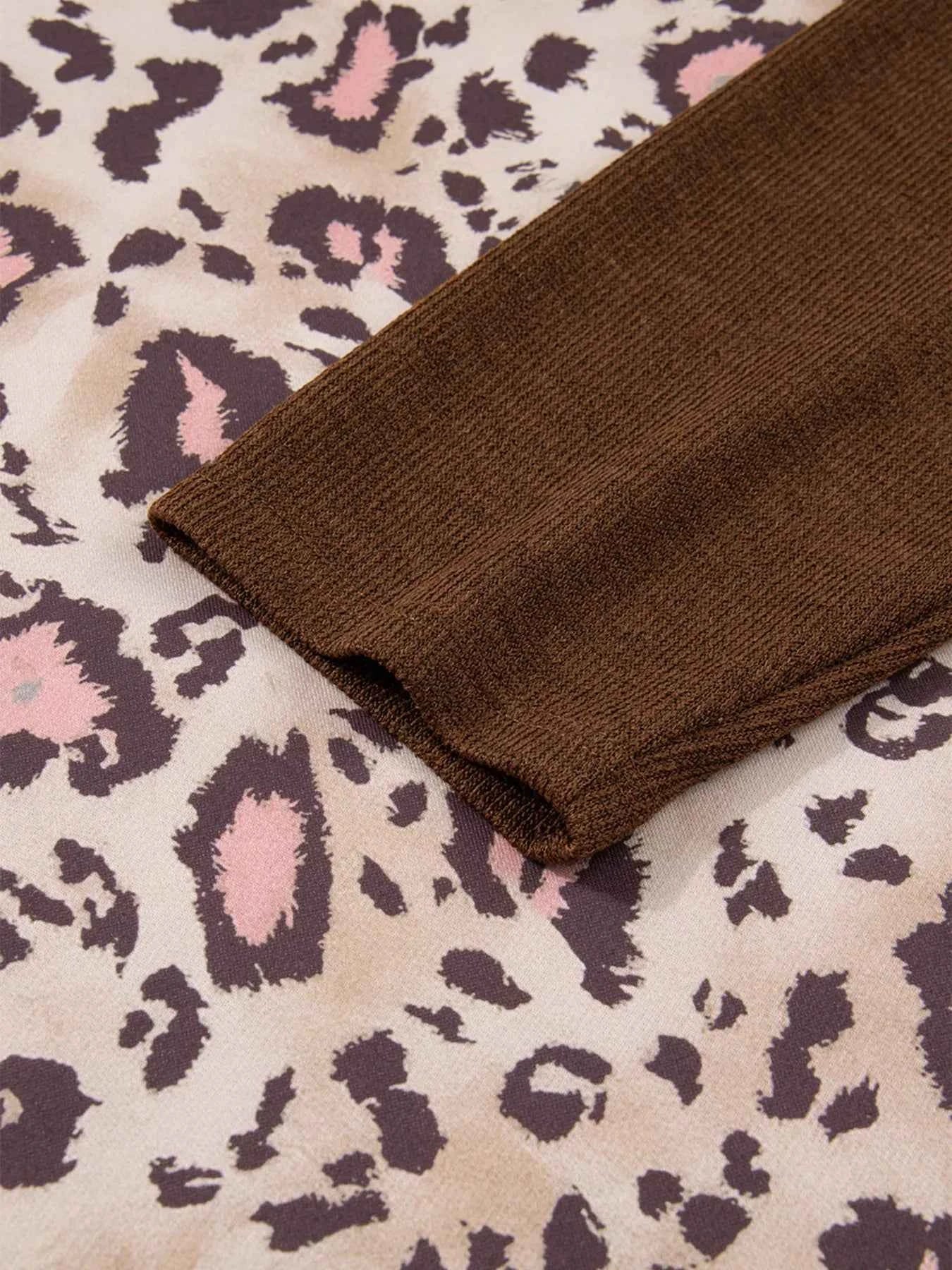 Plus Size Leopard Long Sleeve Drawstring Hoodie 43c38316c2764cb184db692d80075b0f-Max-Origin