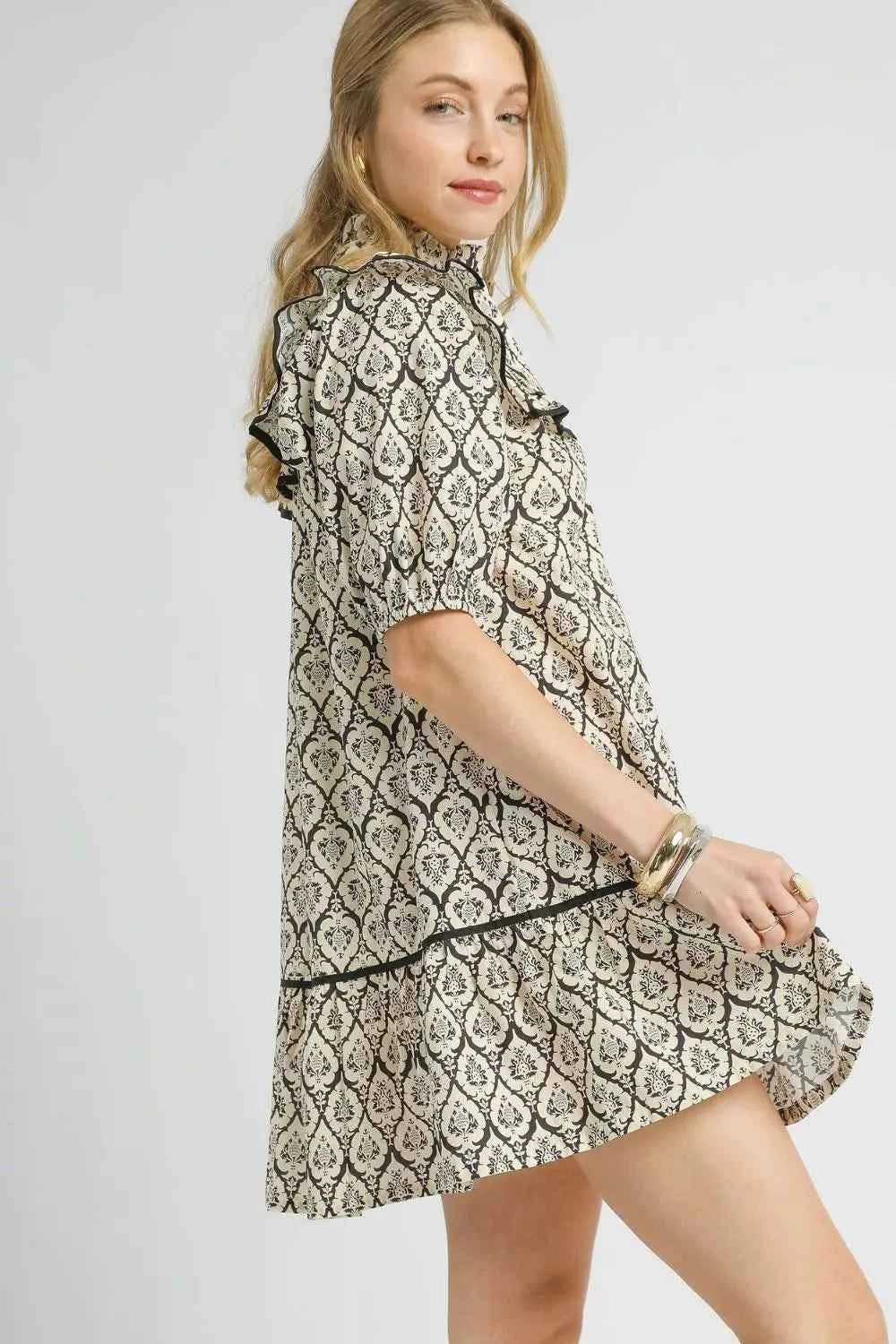 Umgee Ruffled Printed Puff Sleeve Mini Dress 43efc98e-80fb-4c22-8b15-1837d91ebdc1-Max-Origin
