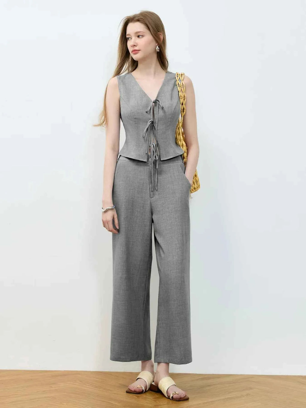 Tie Front Vest and Wide Leg Pants Set 43fc9677-46a3-4f00-bf44-3027225be435-Max-Origin