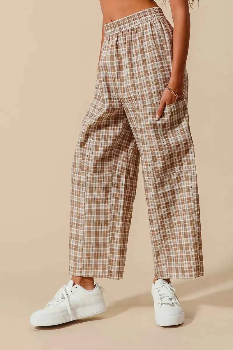SO ME Check Plaid Wide Leg Pants with Big Patch Pockets 4417c162de9b404c89b7584c38894f12-Max-Origin