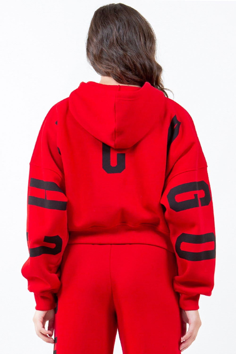 American Bazi Letter Graphic Long Sleeve Drawstring Cropped Hoodie 4423fdab-8786-4753-a51c-a5352b2addcf-Max