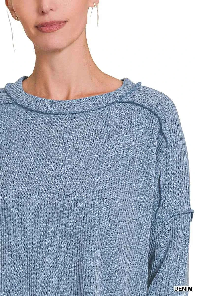 Zenana Ribbed Drop Shoulder Round Neck Sweater 443e3456e671471dbfbce5a6740c988f-Max-Origin