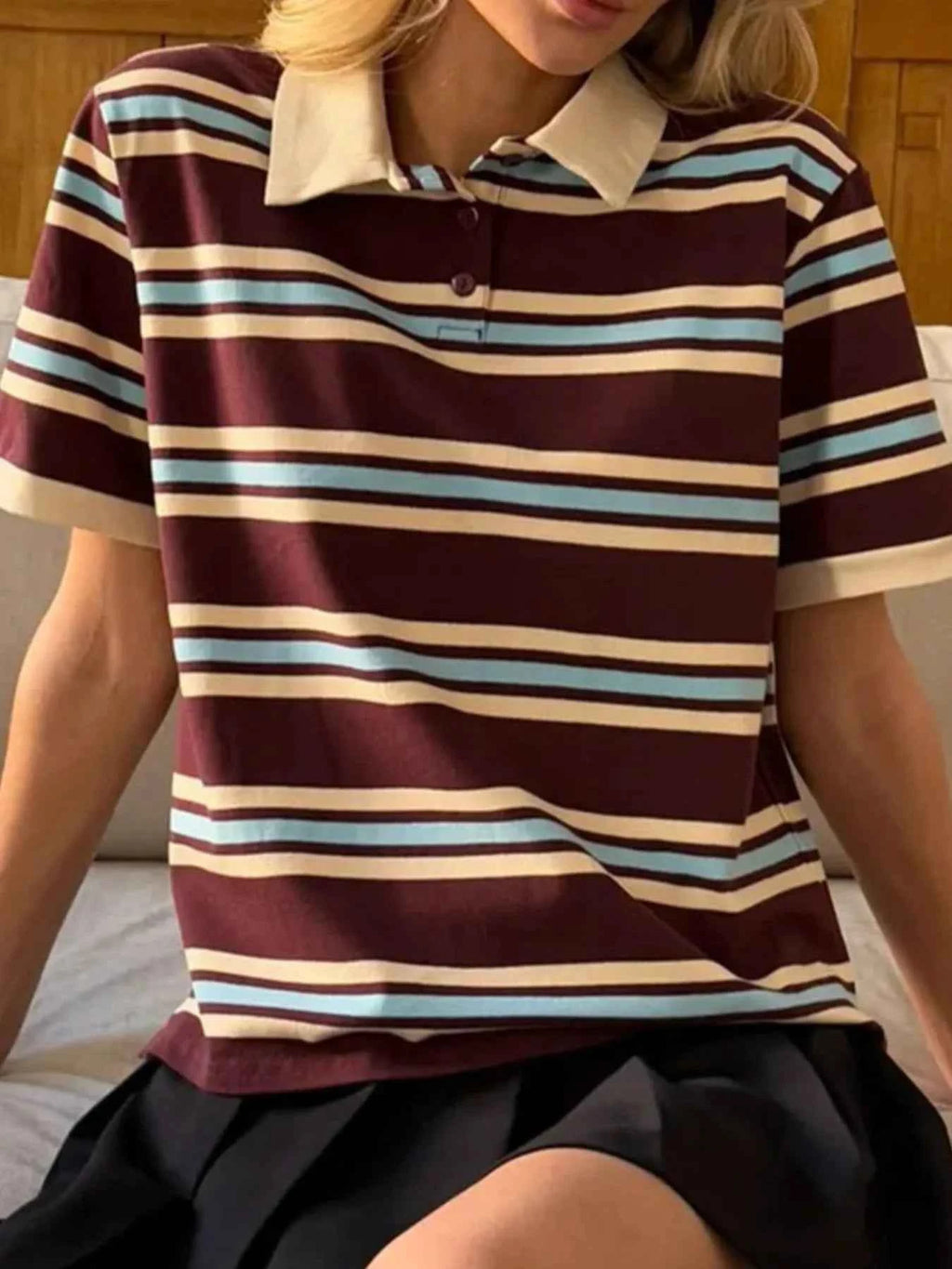 Striped Polo T-Shirt with Contrast Collar 445d98dd-204b-43aa-ac75-14af8f70847f-Max-Origin