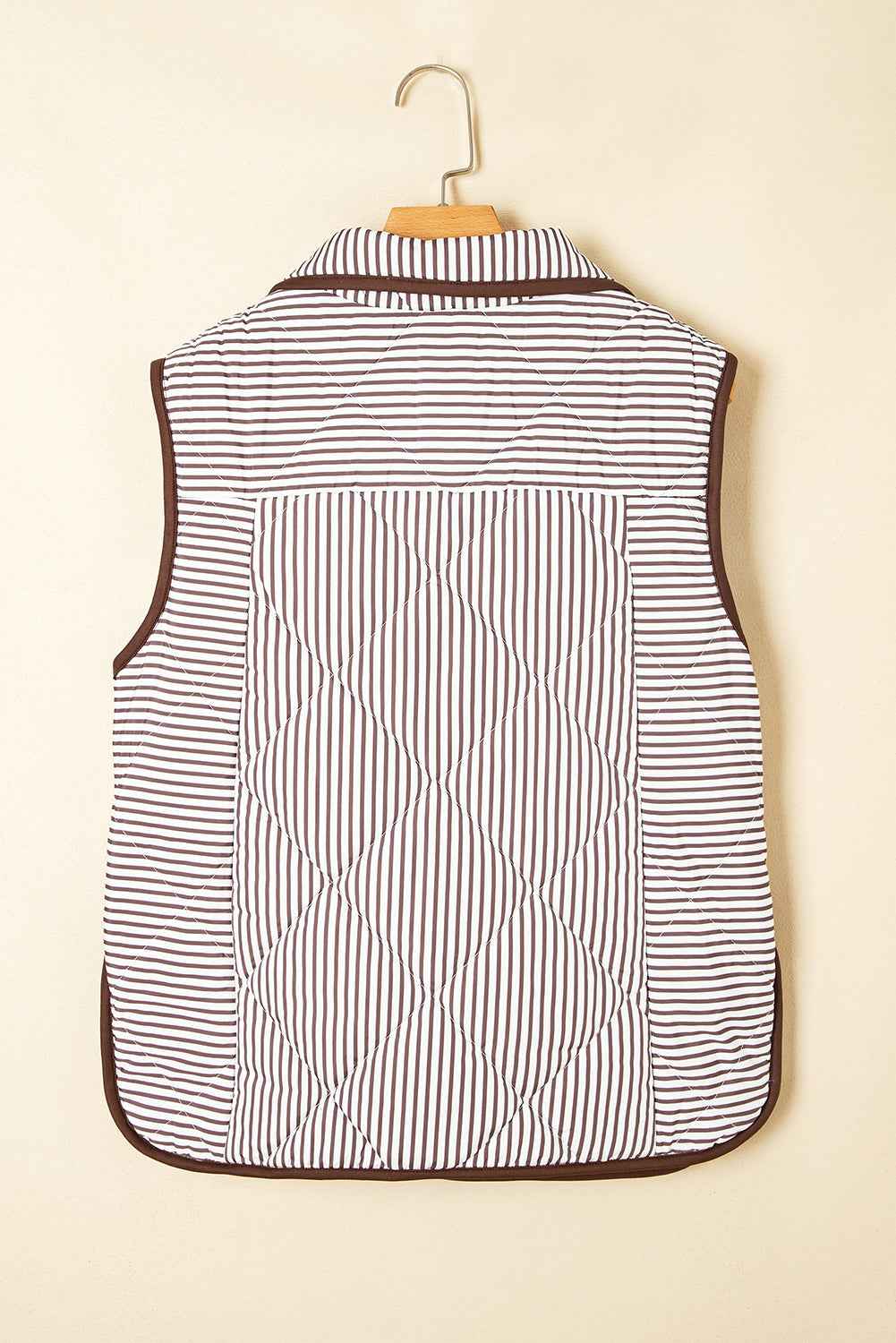 Black Striped Snap Button Scalloped Hem Winter Vest 44d3fcdb26f80bee
