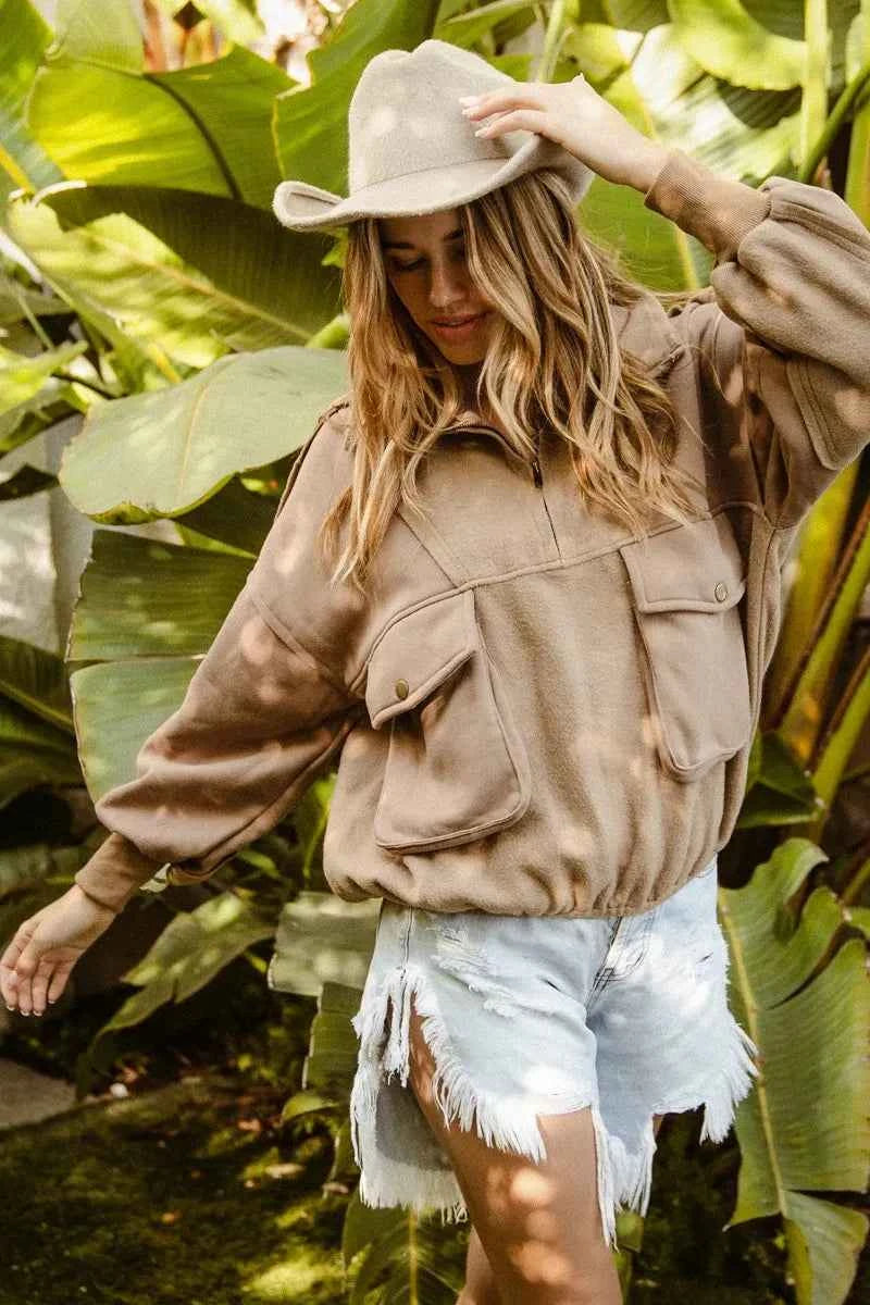 BiBi Half Zip Vintage Washed Fleece Pullover 44e73bb3c93c4ce390fdbdcf938edf61-Max-Origin