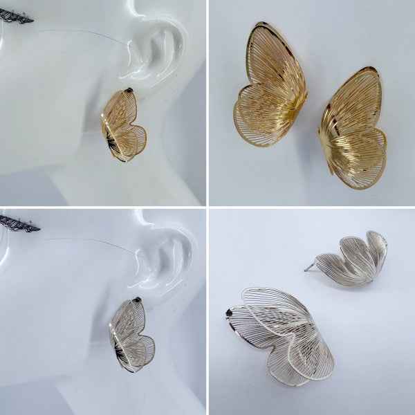 Gold or Silver Finish 3D Butterfly Post Back Earri 44fd658b-79b4-40aa-99b3-e1e1691fb2ff