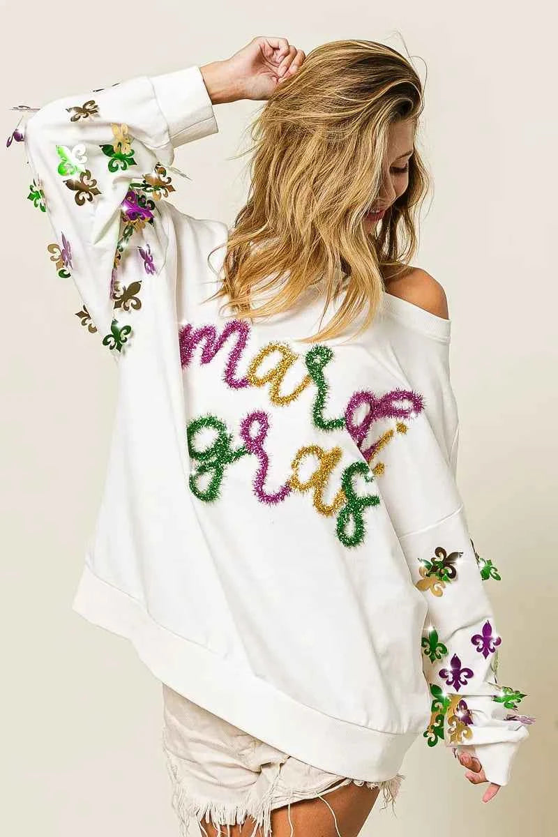 BiBi Fleur De Lis Sleeve Mardi Gras Pullover 450066d486b544afba3e23adff9b28f6-Max-Origin
