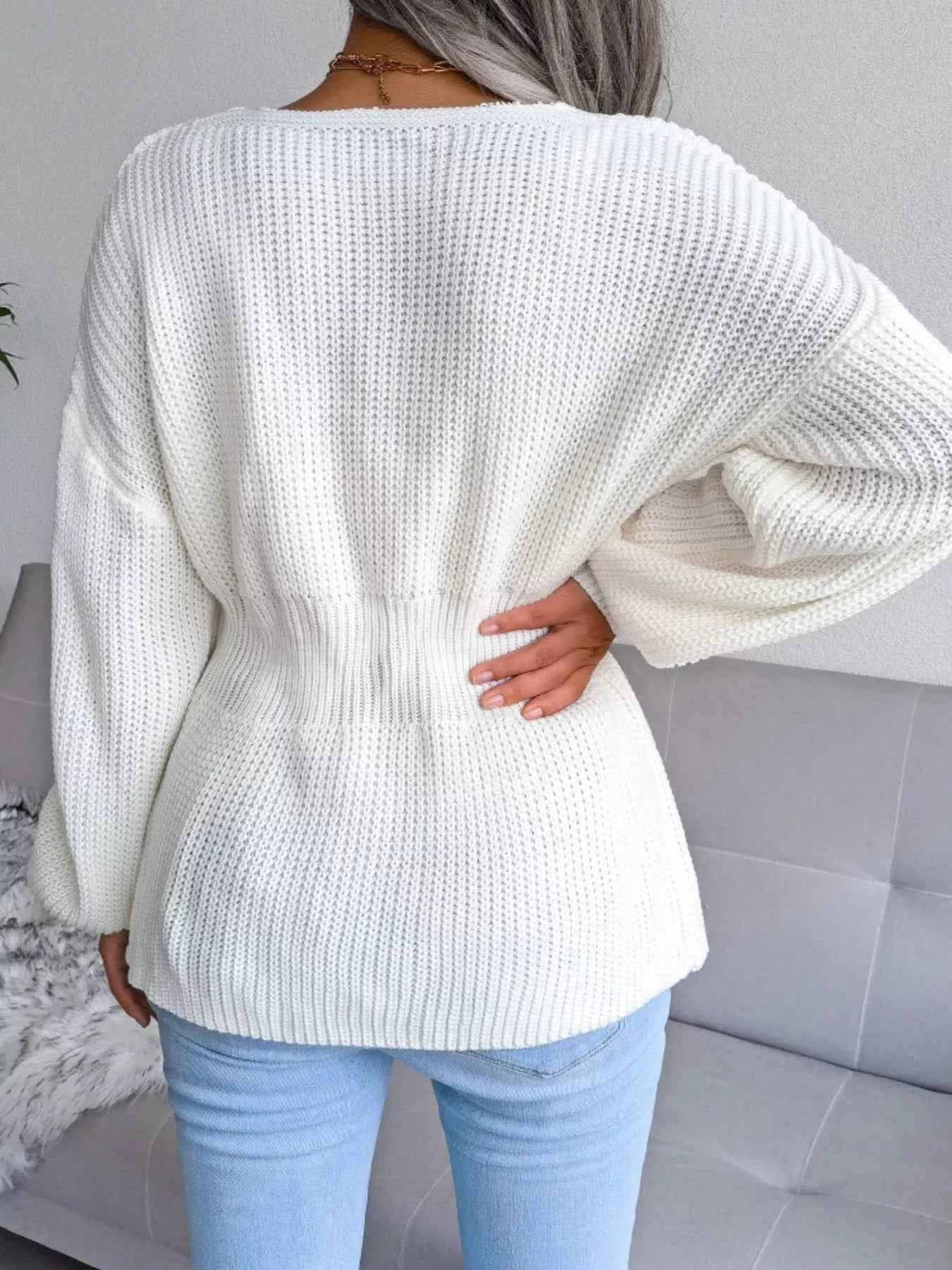 V-Neck Dropped Shoulder Sweater 4519c551-8c35-4407-aa03-20e74afbed46-Max-Origin
