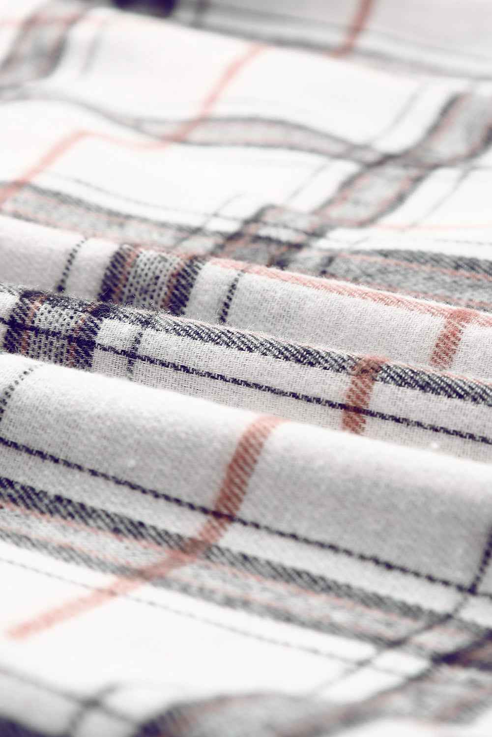 White Plaid Slits Bishop Sleeve Oversized Shacket 4588dd1ce1351e0f