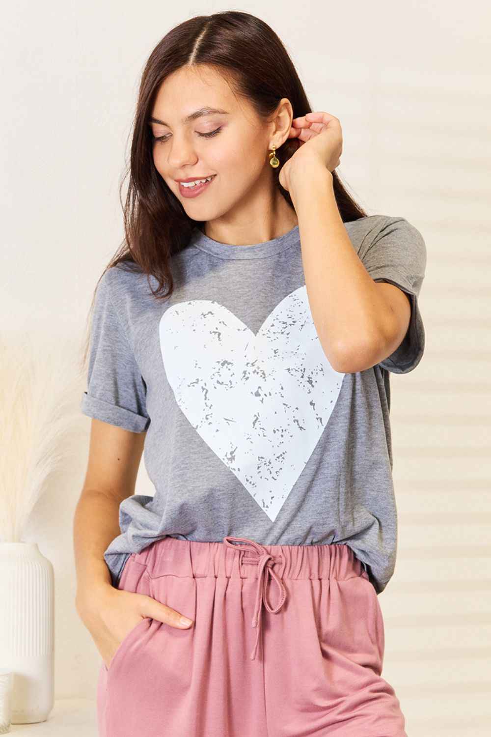 Simply Love Heart Graphic Cuffed Short Sleeve T-Shirt 4594408cc1744f2488a11b76c8da4f32-Max