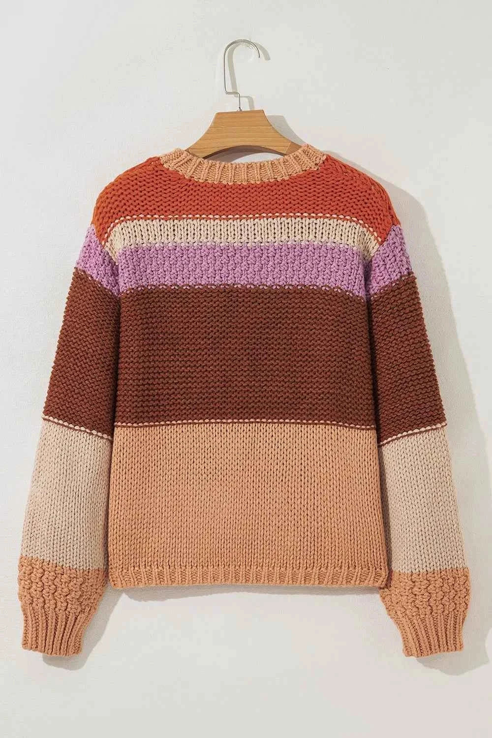 Colorblock Striped Round Neck Sweater 459a7524-b244-4d56-85f4-14bc5b0b0b91-Max-Origin