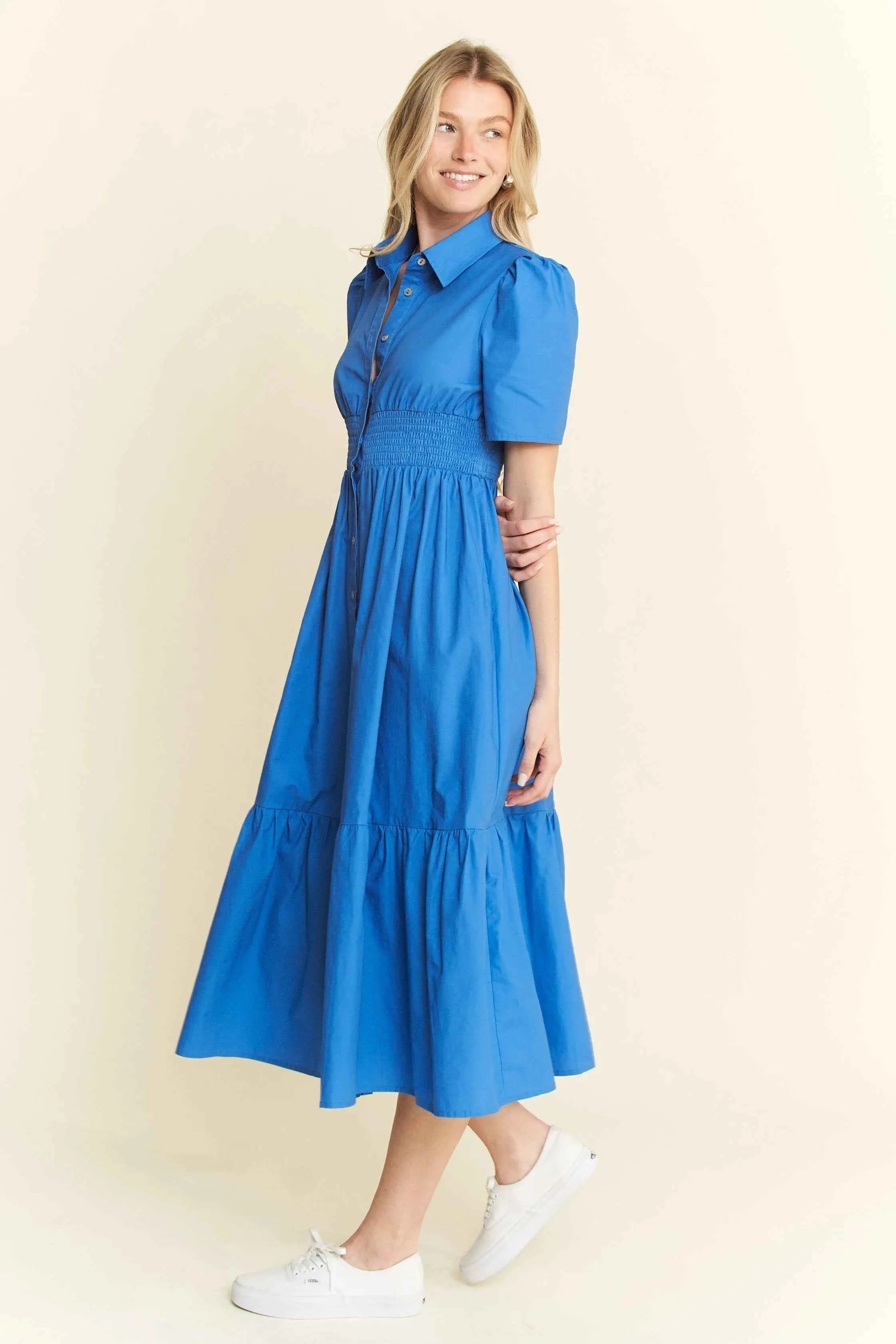 Jade By Jane Short Sleeve Button Down Midi Dress 45a3b9f0e2f34b258eb35dfb785c68ea-Max-Origin