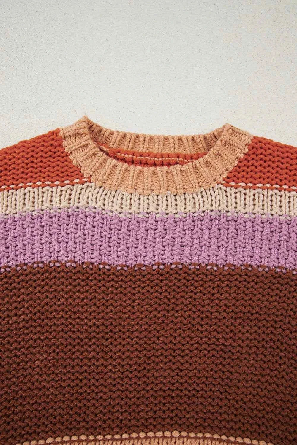 Colorblock Striped Round Neck Sweater 45d324f2-8c46-4338-831c-79ce36b464aa-Max-Origin