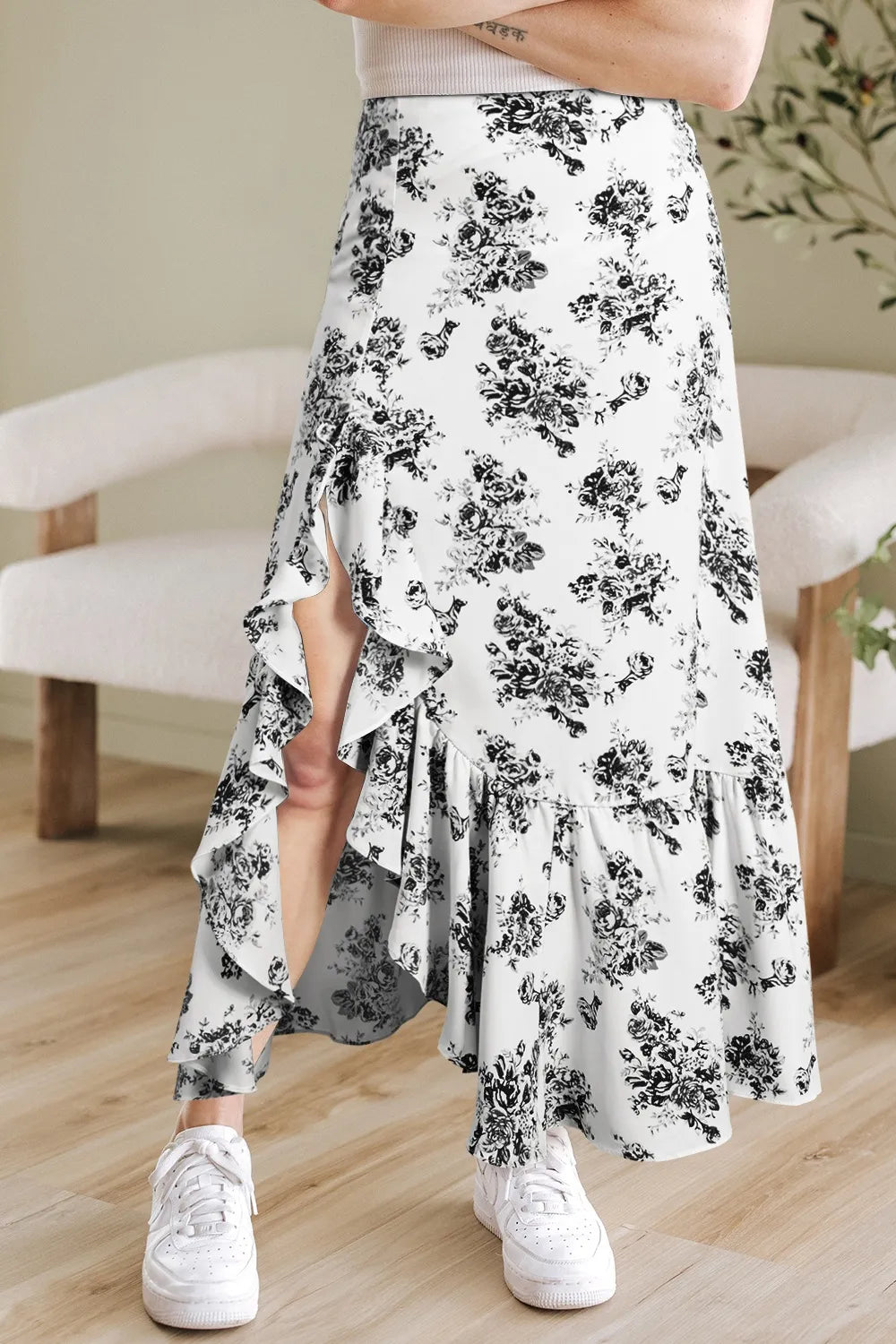 Boho Floral High Waist Ruffle Split Maxi Skirt 45ee37c3-a808-4a0d-9c73-1332efa7af42-Max-Origin