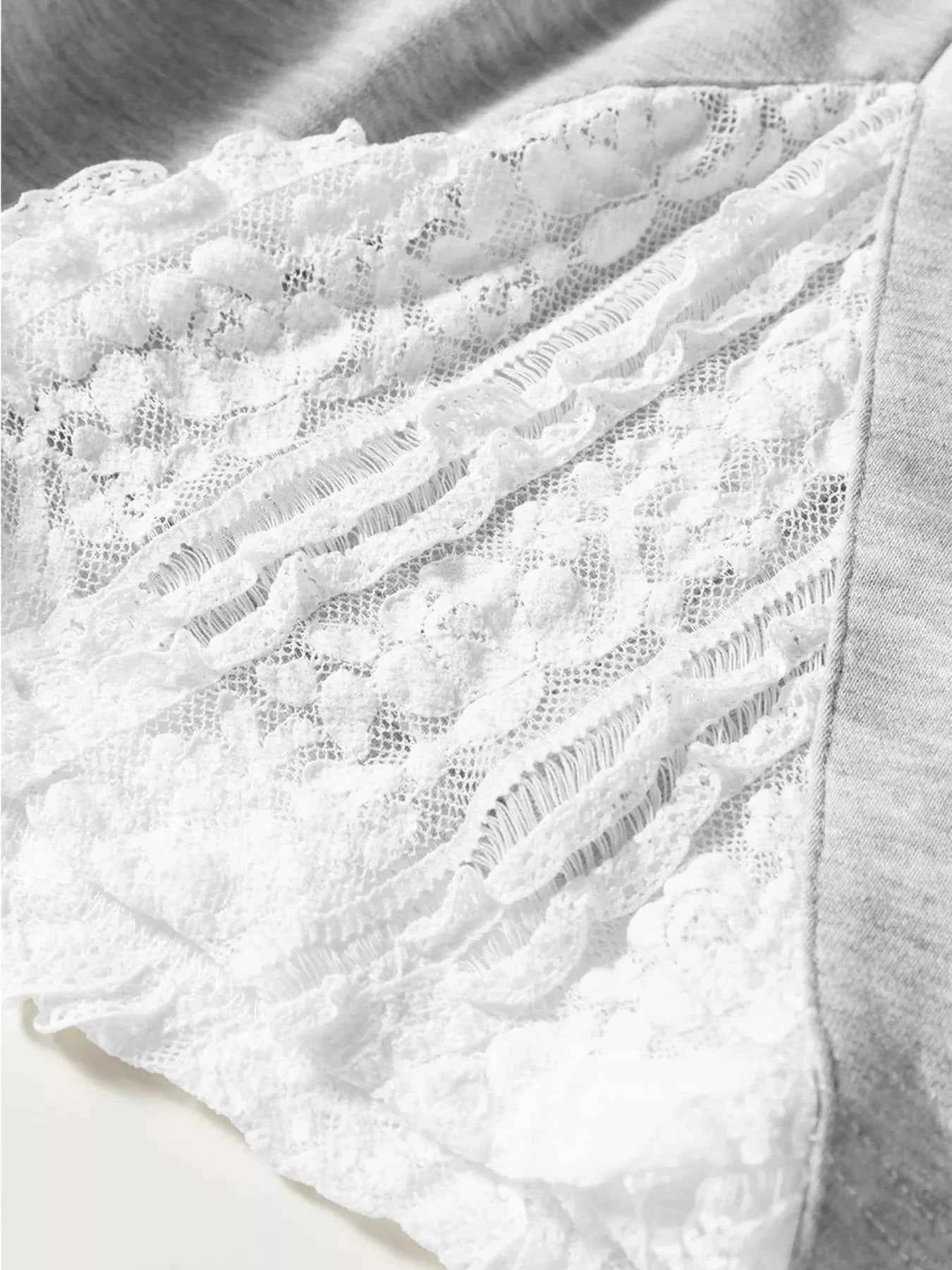 Lace Patchwork Drop Shoulder Top and Drawstring Skort 2pcs Outfit 46ad1a7bc772475082aac7f8d3aa3b48-Max-Origin