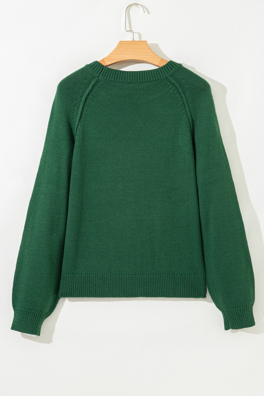Evergreen Plain Raglan Sleeve Crew Neck Sweater 46b015420e6a9457