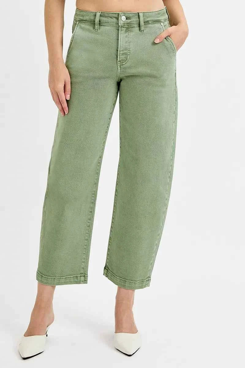 RISEN Full Size Tummy Control High Rise Crop Barrel Jeans Plus Size OLIVE 46c347c2eef04dd88584ad15d9568262-Max-Origin
