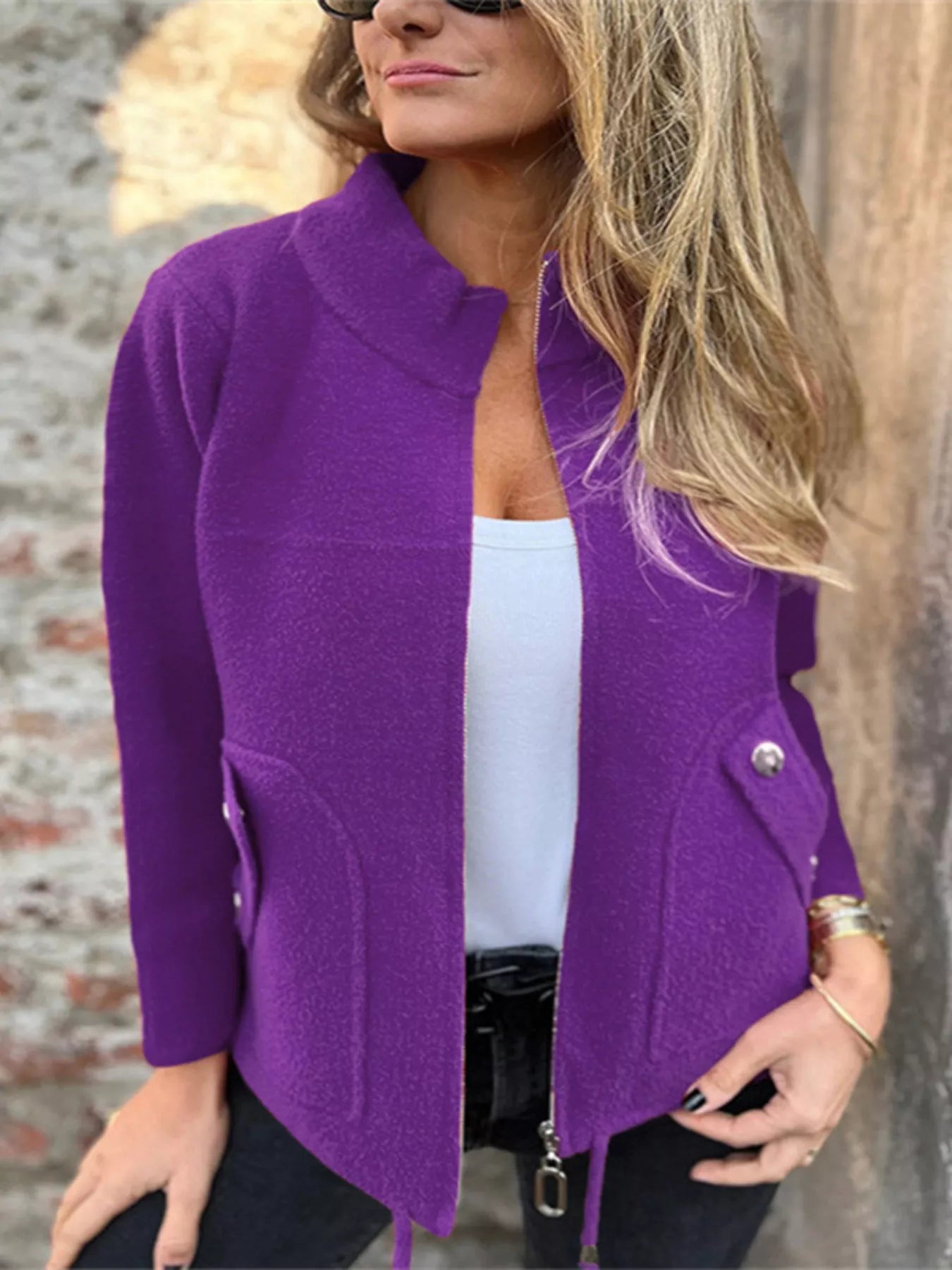 Full Size Zip-Up Long Sleeve Outerwear Plus Size Purple 46c88a74edb2461482c9afa6cbbbf6ea-Max-Origin