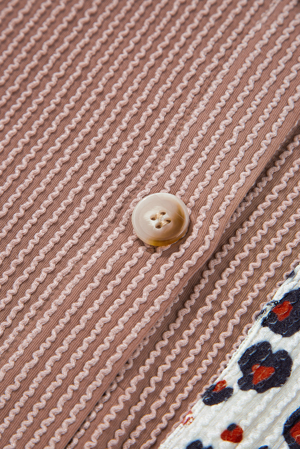 Dark Khaki Leopard Patchwork Twisted Ribbed Casual Shacket 4713e04b1a2028c7